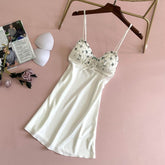 V-Neck Nightgown Lady Sleepdress Sexy Nightwear Sleeveless Backless Intimate Lingerie Satin Summer Home Dressing Gown