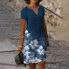 فستان بوهو عتيق لربيع وصيف 2022 مطبوع بياقة على شكل V فستان شاطئ ميدي فضفاض للسيدات فستان حفلات غير رسمي أنيق ملابس نسائية