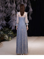 Hot sale new French toast dress bride long-sleeved dinner annual catwalk catwalk piano performance stage performance host wedding dress