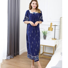 Spring Nightgown Women Viscose Lace Nightdress Short Sleeve Sleepdress Summer Casual Long Nightshirt Ladies Plus Size Nightdress