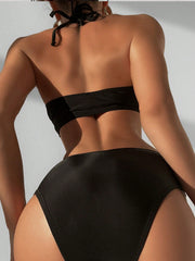 European and American one-piece swimsuit strapless sexy backless cross-border bikini women