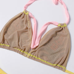 Popular print straps high waist tube top two-piece sexy swimsuit European and American bikini