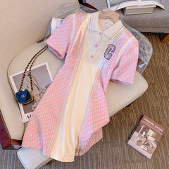 Small fragrance style French polo collar dress women's 2022 summer new high-end sports casual temperament skirt