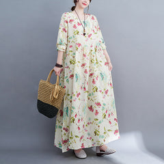 Fat woman large size women's clothing 2022 autumn new print dress temperament long skirt robe