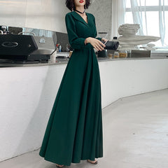 Ladies V Neck Long Sleeve Party Evening Dress Fashion Party Dress LX133