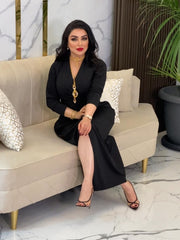 Black Elegant Satin Fitted Dress