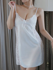 European and American women's fashion lace stitching  silk homewear nightdress J2JX1195YML