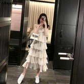 Dress Women's Spaghetti Suspenders Ulzzang Summer Vacation All Matching Casual Loose Friends Solid Color Simple Inner V Neck Ladies Clothes