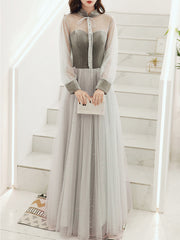 Ladies Long Long Sleeve Fashion Banquet Evening Dress LX441