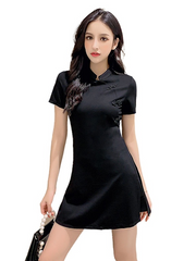 Spring Summer Dresses Chinese Style Stand Collar Black Sexy Cheongsam Dress Bridesmaid Dress Woman Bodycon Dress Party Dress Y2k