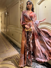 SWEET PRINTED CHIFFON LONG DRESS