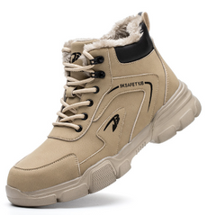 Meikeduo high-top labor insurance shoes men's microfiber leather European standard steel toe wear-resistant safety shoes building anti-puncture