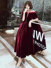 Ladies stitching velvet mid-length banquet evening dress fashion party dress holiday birthday dress dress