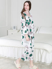 بيجامة يابانية طازجة وحلوة على شكل نبات الأزهار، ثوب نوم بحمالات مطبوع من ثلاث قطع، خدمة منزلية