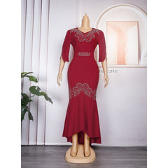 Women's Fashion Sexy V-Neck Ladies Hot Diamond Banquet Dress Dress