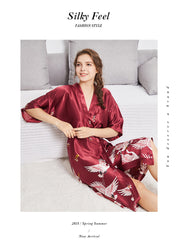 Bridesmaids Red Dressing Robes Long Ladies Fashion Homewear Nightgown