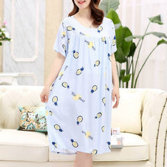 Nightgowns Women Printed Trendy Sweet Plus Size 5XL Chic Korean Style Lovely Home Womens Sleepshirts Nightwear Comfortable
