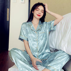 New ice and snow silk pajamas women's summer sweet ice silk suit