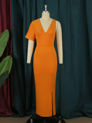 Women Long Dress Party V Neck Sexy Slit Irregular Sleeves Maxi Female Bodycon African Large Size Ladies Gowns Birthday Robes New