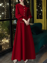 Ladies Long Long Sleeve Lapel Fashion Banquet Party Dress LX420