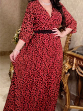 Red Leopard Print Waist Dress
