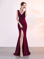 ladies fashion sexy Solid color Sleeveless Split ends Long Evening dress