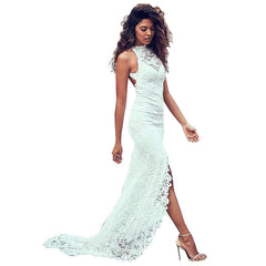 European and American round neck lace sleeveless dress long skirt European and American new slim mopping dress