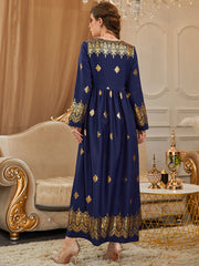 Arab Long Sleeve Embroidered Elegant Dress