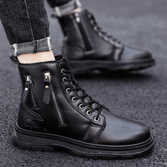 Plus velvet warm high-top shoes men's autumn 2020 new hiking shoes men's shoes plus cotton shoes sneakers Korean version of the wild outdoor