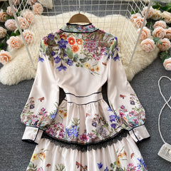 فستان زهري أنيق برباط وعقدة على شكل فيونكة، فستان طويل من الدانتيل