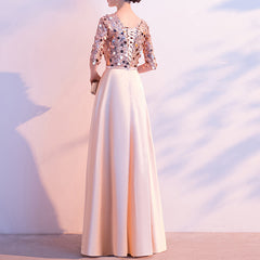 Ladies Long V Neck Mid Sleeve Sequin Fashion Evening Dress LX516