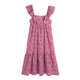 فستان صيفي نسائي بوهو مطبوع عليه زهور بحزام سباغيتي فستان طويل مكشكش فستان صيفي طويل للسيدات بدون أكمام للحفلات