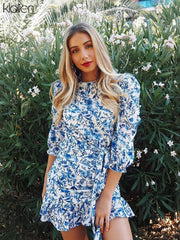 2022 New Spring Bohemia Beach Leisure Vacation Dress Women Hollow Backless Elegant Slim Casual Mini Bodycon Dress