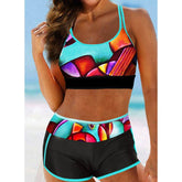 Women's Swimsuit Flower Print Push Up Two piece Bikinis Swimsuit Split Swimwear Bathing Suit Beachwear купальник женский #40