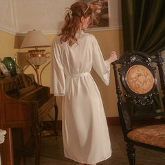 Women's Sexy Nightgown Deep V Long Halter Nightdress Strappy Robe Sleepwear Femme Satin Thin Pajama Dress Lounge Set Bathrobe