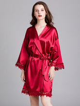 Women Kimono Gown Bathrobe Gown Soft Satin Sleepwear Nightdress Lace Kimono Robe Women Wedding Bride Bridesmaid Robes Home clothes