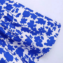 المرأة الصيف بوهو نمط الأزهار المطبوعة فساتين متوسطة الطول الخامس الرقبة نفخة قصيرة الأكمام فساتين الإناث أنيقة ألف خط فستان الشمس