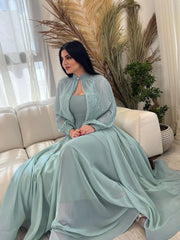 Light Blue Chiffon Elegant Waist Dress