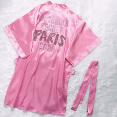 Silky Sleepwear Women Satin Home Clothes Nightgown Sexy Kimono Robe Homewear Bathrobe Gown Nightwear With Belt Casual Kimono Bathrobe