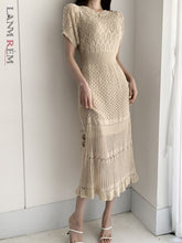 LANMREM Korean Style Elegant Knitted Dress Hollow Round Neck Wrap Hip Fishtail Dresses Female Chic Clothing 2022 Summer 2R2992