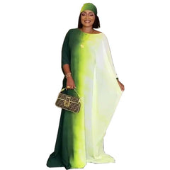 Cross-border supply of new French retro gentle gradient long skirt and thin plus size dress + headscarf + suspenders 3-piece set