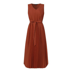 ZANZEA Women Elegant Dresses Solid V-Neck Sleeveless Mid-Calf Length Dress Fashion Holiday Casual Loose Ladies Vestido Plus Size