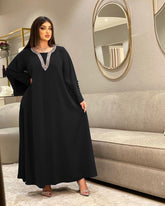 Middle East Ramadan new hot diamond beaded dress Arabian satin women's robe Kaftan