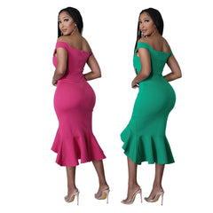 European and American women's dresses show the figure fishtail skirt ladies party dresses dress women