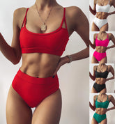 New ladies solid color split swimsuit sexy bikini
