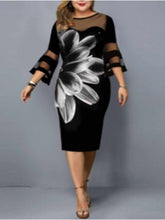 New digital printing gauze stitching plus size women's dress