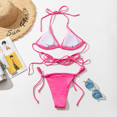 European and American fashion strap triangle bag split bikini swimsuit