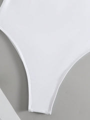 Plain Criss Cross Tie Back One Piece Swimsuit