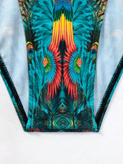 Leopard Feather Print Push Up Bikini Swimsuit