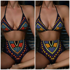 Hot Summer Europe and America Sexy High Waist Split Bikini Strap Ladies Swimwear